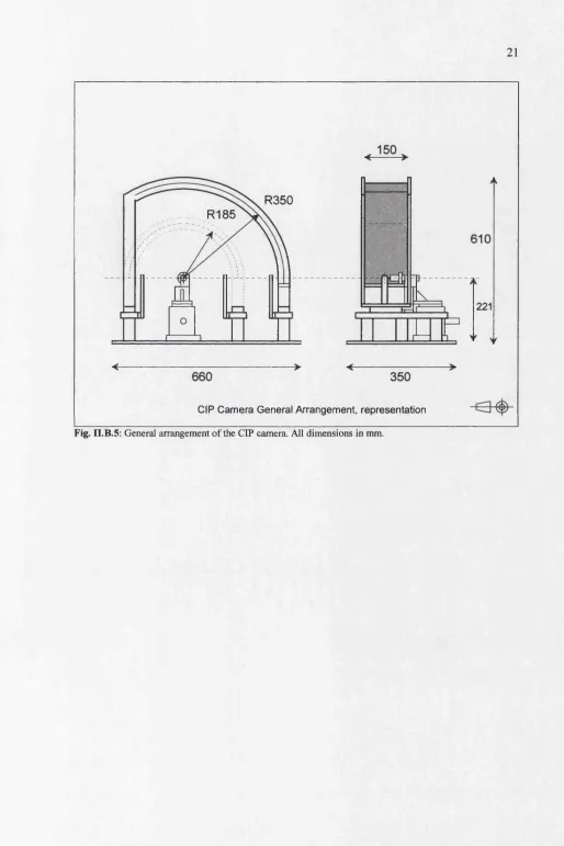 Fig. n.B.5; General arrangement of the CIP camera. All dimensions in mm.
