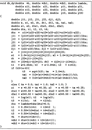Figure 4.6: C code for computing the rate of change of the prior potential (h) with respect to 
