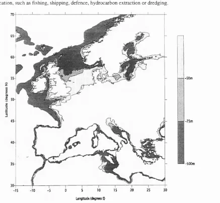 Figure 1-2 - Plot showing the seabed bathymetry throughout European waters