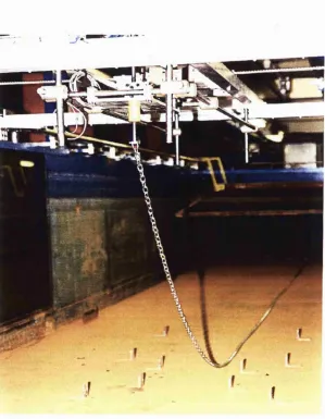 Figure 4.13 -  Perspective view of the 1:70 model test facility and chain specimen.