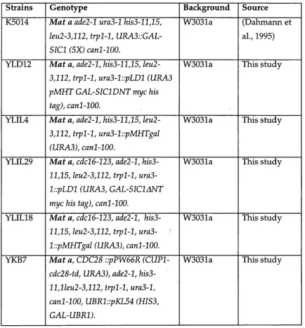Table 1: Yeast strains
