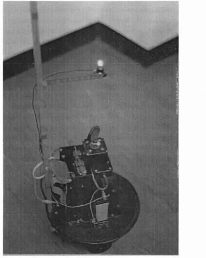 Figure 4.2: ARNE the robot. The light above ARNE is detected using an 