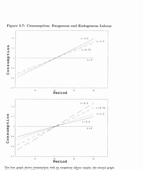 Figure 3.7: Consumption: Exogenous and Endogenous Labour