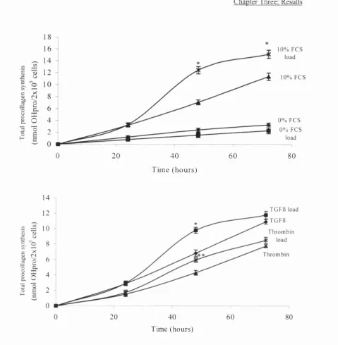 Fig. 3.5 Mechanical load and serum or growth factors enhances total procollagen 
