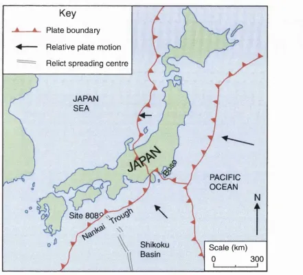Figure 1. Map of Japan showing location of sampling sites, O D P Site 808 and the Boso Peninsula.
