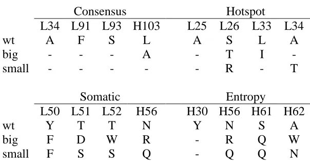 Table 4-2: ORBIT design of targeted residues