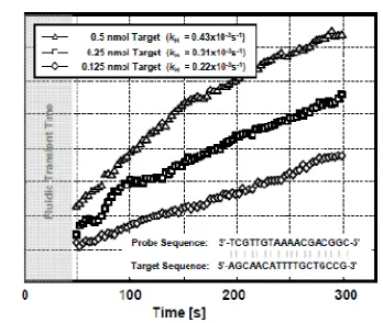 Figure 2.4: Measured real-time DNA hybridization kinetics for different concentrations 