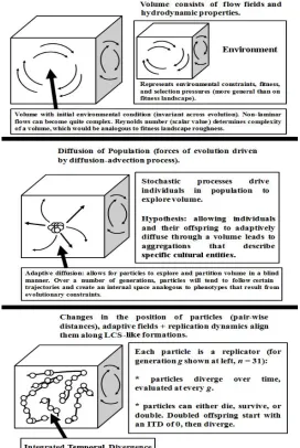 Figure 3. Cartoon depicting a typical contextual geometric structure simulation over the course  of cultural evolution