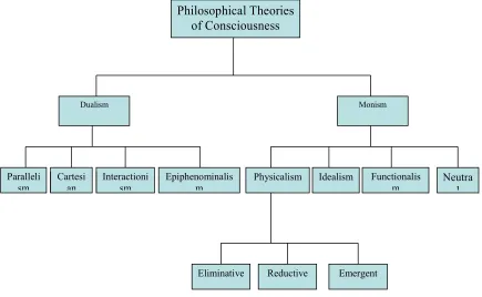 Figure 1. A hierarchical representation of the philosophical views representing the basis for the theories of consciousness