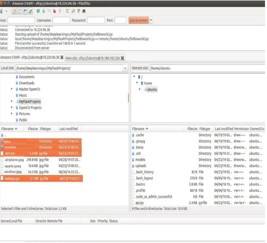 Fig 13. Transferring files to EC2 