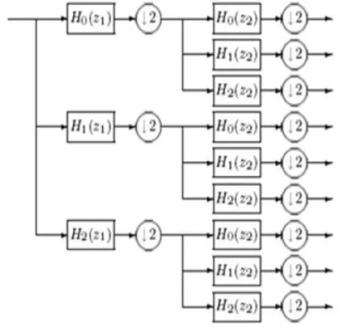 Figure 2 DDDWT implementation  DDDWT was analyzed and concluded that transform performs better than the standard DWT in terms of denoising; however, there is room for improvement because not all of the wavelets are directional