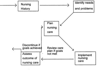 Figure 2.1 The Relationship between the four Stages of the Nursing Process.