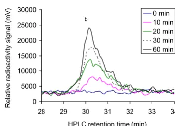 Figure 4HPLC1MLGP-RRR24 and acetyl CoA analysed by reverse phase Standard curves of increasing amount of the substrate Standard curves of increasing amount of the sub-strate MLGP-RRR and acetyl CoA analysed by 