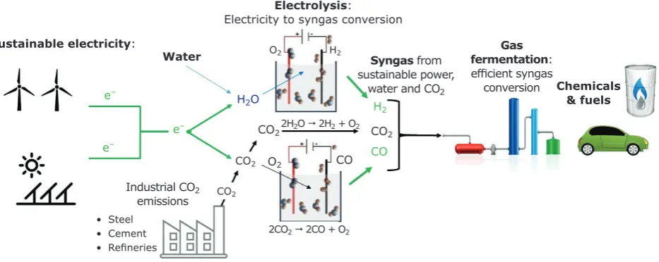 Fig. 4. Fuel and chemicals from industrial CO2  emissions using electrochemistry and LanzaTech’s syngas  conversion technology 