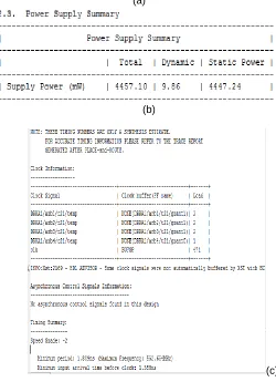 Fig.4  (a-c) Synthesis results of improved 3-D NoC router in terms of area utilization, delay and power consumption  