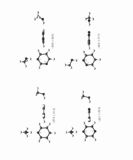 Figure IV-8different views are shown for each ease (except for the O—H- given). IMPT energies (in bold), and  