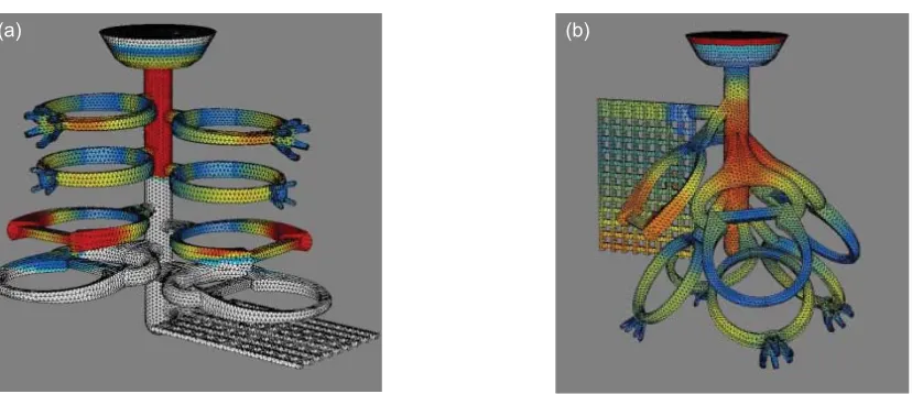 Fig. 17. Shrinkage porosity obtained by Poligon in: (a) centrifugal casting; (b) tilt casting