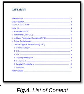 Fig.4. List of Content 