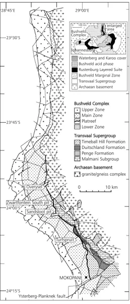 Fig. 2. Geological map of the Platreef,Bushveld Complex, South Africa (24)