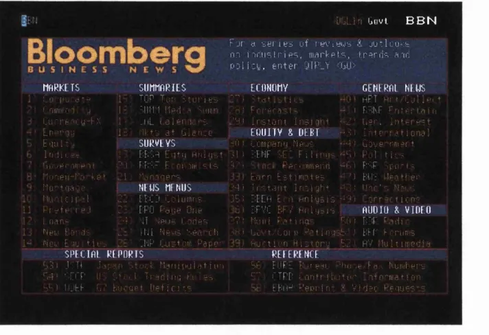 Figure 2-3 Screen shot of Bloomberg system