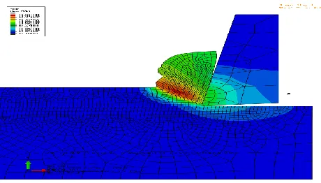 Fig. 4 . Temperature distribution in the cutting area 