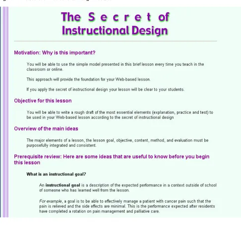 Figure 1: The Secret of Instructional Design Web Site  