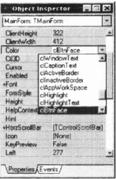 Figure 5.4: The Delphi O bject Inspector