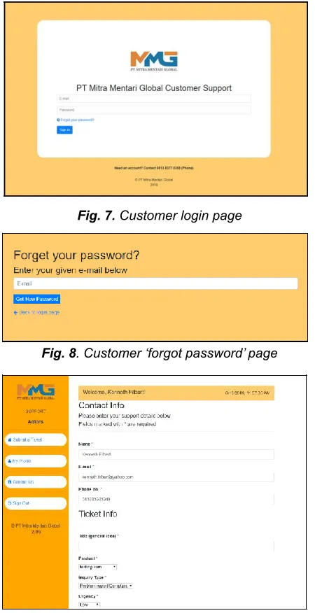 Fig. 7.  Customer login page 