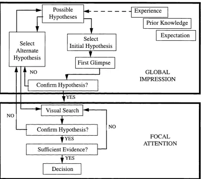 Figure 6: schematic outline of the examination of a visual display for a possible target
