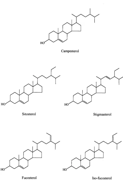 Figure 1-5. Structure of the major naturally occurring phytosterols.