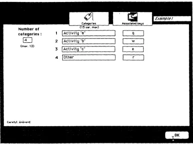 Figure 2. Window that allows the experimenter to specify the number, labels, and response categories of theretrospection task.