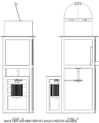 Fig 2a:  Diagram of a Cassava Peeling Machine 