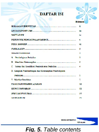 Fig. 5. Table contents 