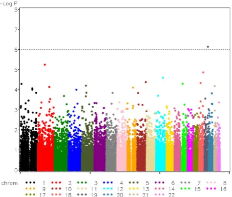 Table 1: Major-gene SNP tests with the first replication of the simulated GAW16 data using linear mixed-effects models withKronecker and hierarchical structures