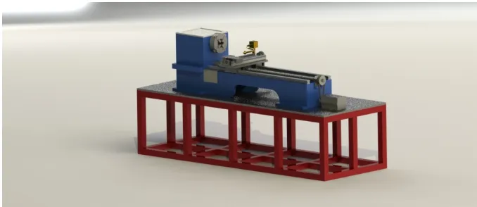 Figure 1 Cad model of retrofitted lathe machine 