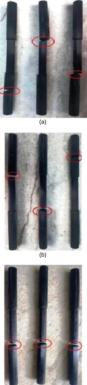 Figure 5 Failed PET-G Specimens ordered from 1-9   