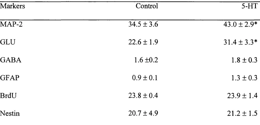 Table 8. Effect of 5-HT on the survival of E16 cortical ceils in vitro