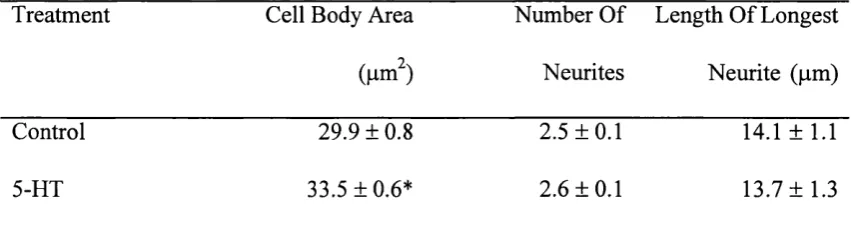Table 9. Effect of 5-HT on cell morphology of E16 cultures