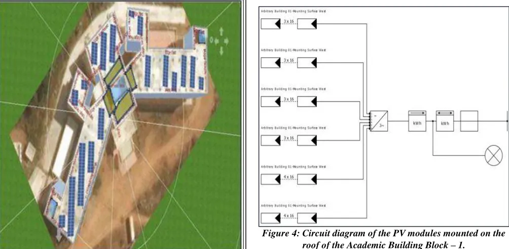 Figure 4: Circuit diagram of the PV modules mounted on the roof of the Academic Building Block – 1