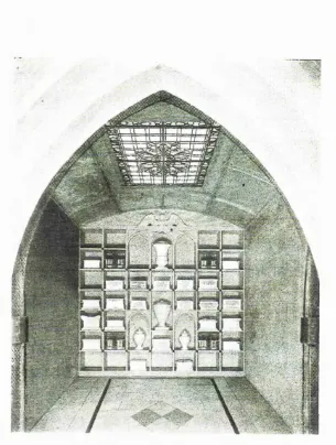 Figure 6. Ilford Crematorium, interior of Columbarium. Cremation urns vary in shape according 