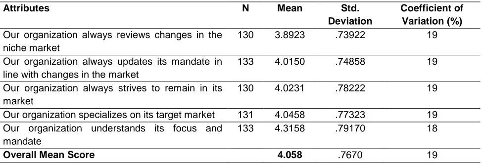 Table 3: Descriptive Statistics for Measures of Focus strategy 