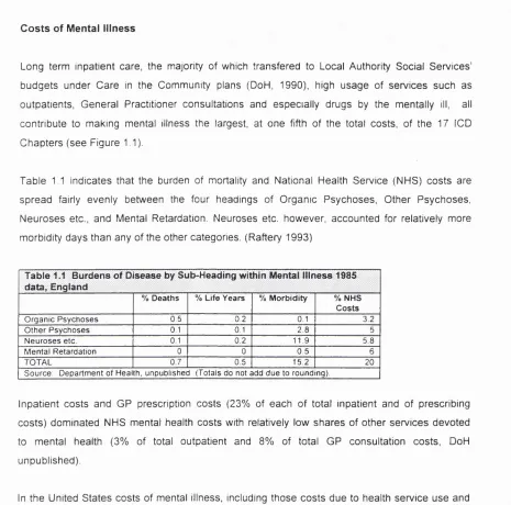 Table 1.1 indicates that the burden of mortality and National Health Service (NHS) costs are 