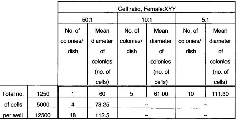 Table 2 : Numbers and sizes of XYY colonies detected in sections by probe HY2.1.
