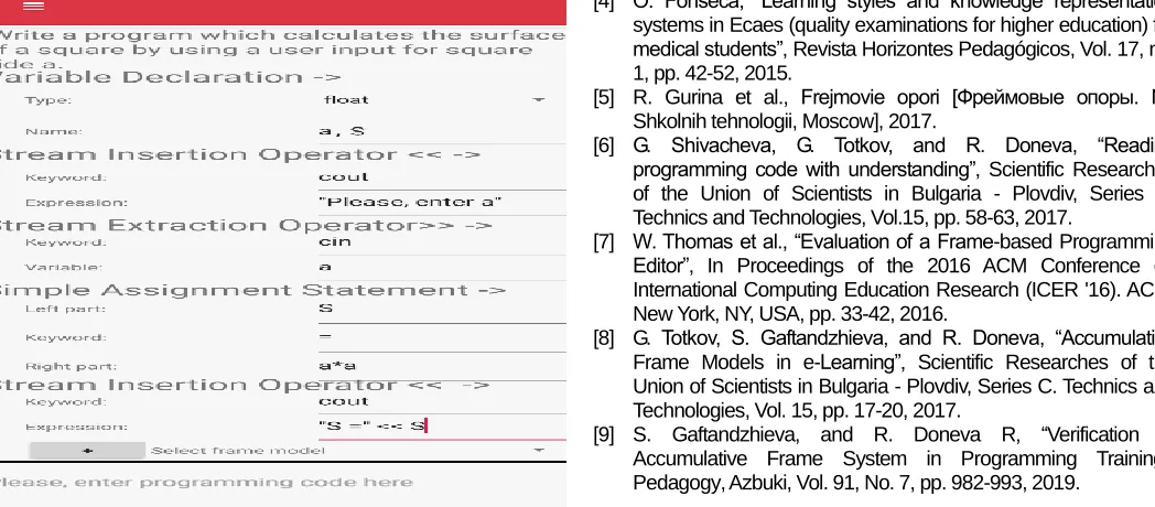 Figure 7 . Student screen with task 