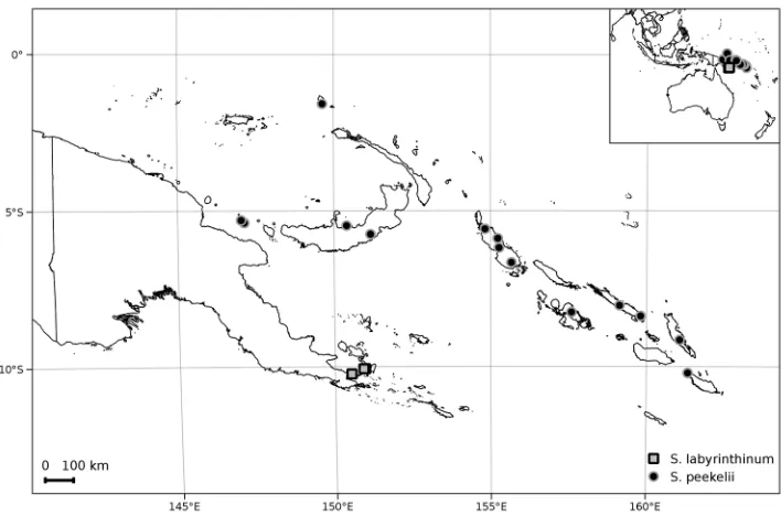 Figure 2. Distribution of Solanum labyrinthinum and S. peekelii.