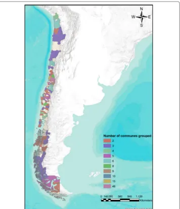 Fig. 5 Functional territories in Chile. The figure describes the functional territories for Chile