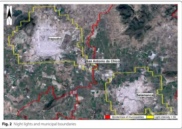 Fig. 2 Night lights and municipal boundaries
