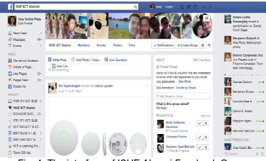 Fig. 4. The interface of ISUE Alumni Facebook Group  