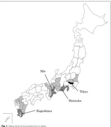 Fig. 1 Major areas of tea production in Japan