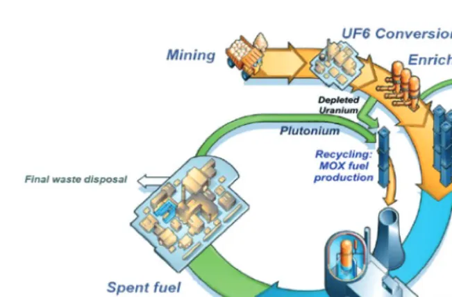 Fig. 5. – The main steps of the Nuclear Fuel Cycle.